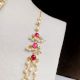 Handmade Brass Metal Jewellery Pearl Pink Necklace Set